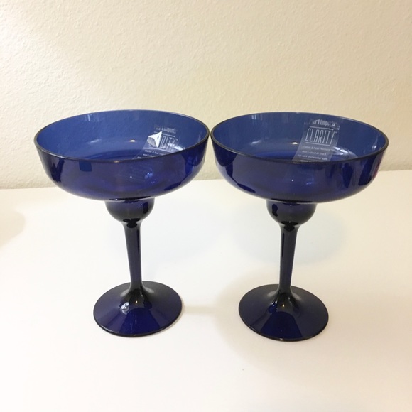2 Pier 1 Blue Margarita Glasses - Picture 2 of 3
